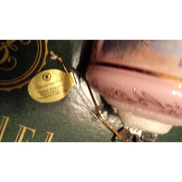 Thomas Kinkade Bradford Editions Heirloom Glass Ornament Christmas Eve Pink New - Picture 7 of 8